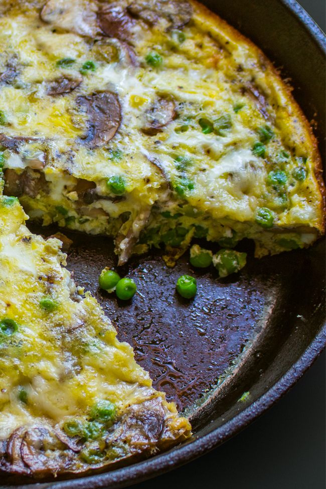 This mushroom frittata is the perfect thing for breakfast, brunch, lunch or dinner. Packed with vegetables and tangy cheese. So yum!