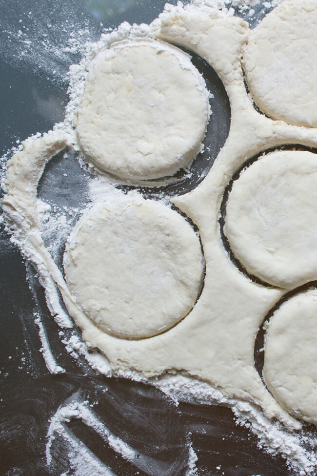 Cut biscuit-dough