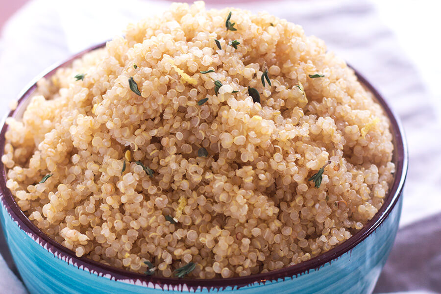 Want to know how to make the perfect quinoa? This super easy recipe has a hint of lemon zest, cumin and thyme. It's cooked in vegetable broth for extra yum.