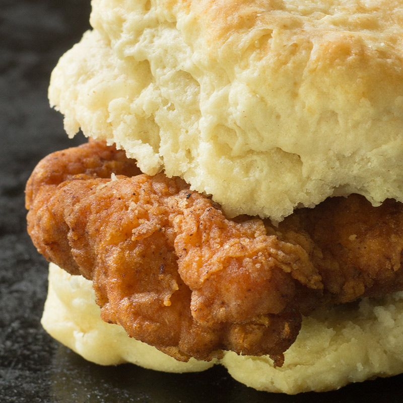 Over the top buttermilk chicken biscuit with blackberry habanero sauce is crispy, flaky a little sweet, spicy and a lot of delicious. 