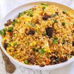 This lamb fried rice is so super easy and a great way to use up left-overs. Super quick and really easy recipe for a quick dinner.