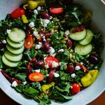 This Minty Kale Greek Salad with Creamy Vinaigrette is the perfect way to pack in all the healthy stuff without losing out on big flavors. Bright, colorful and flavorful in every bite.