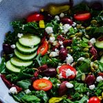 This Minty Kale Greek Salad with Creamy Vinaigrette is the perfect way to pack in all the healthy stuff without losing out on big flavors. Bright, colorful and flavorful in every bite.