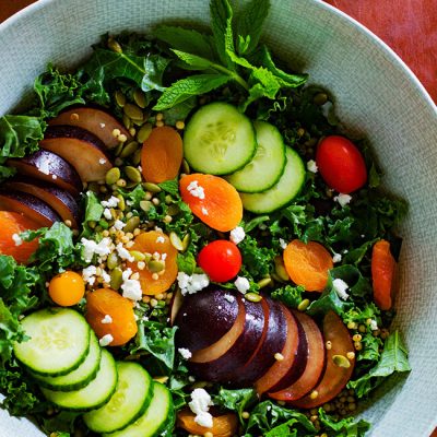 Minty Kale Plum Salad