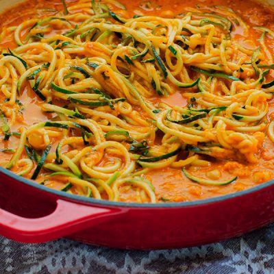 Zoodles with Red Pepper Sauce