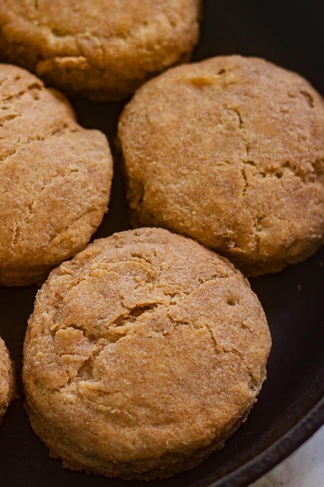 This Flaky Whole Wheat Buttermilk Biscuit has exterior to be flaky and the interior pillowy and light. Satisfying and healthy is a pretty hard combo but these biscuits deliver on that promise.